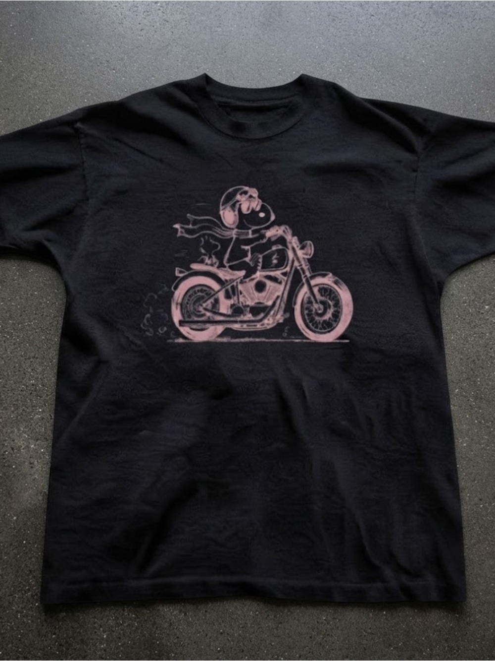 Black Biker Cartoon Graphic T-shirt Gildan